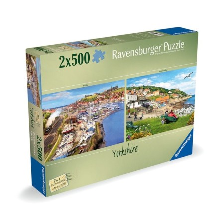Puzzle peisaje pitoresti Yorkshire Whitby si Runswick Bay 2x500 piese